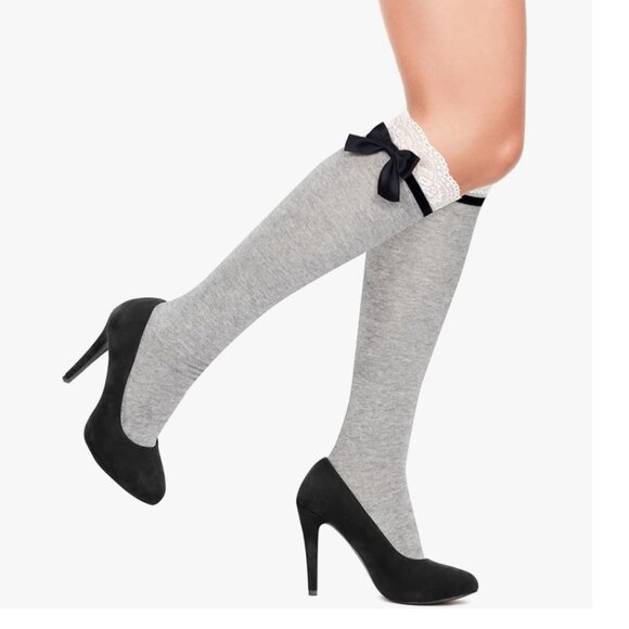 Bow Lace Ruffle Knee High Socks - Picture 4 of 4